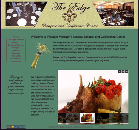 Screen Shot. Click to go to The Edge Conference and Catering Center site.